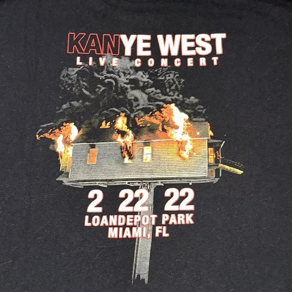 2022 KANYE WEST MERCH LIVE CONCERT black short sleeve t-shirt Miami FL
